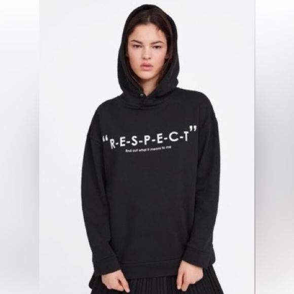 Zara Tops - Women’s Zara Black Aretha Franklin ‘R.E.S.P.E.C.T’ Graphic Hoodie